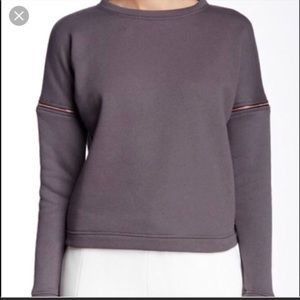 Lime & Vine Womens Small Grey Zip Off Sleeves Crewneck‎ Sweatshirt